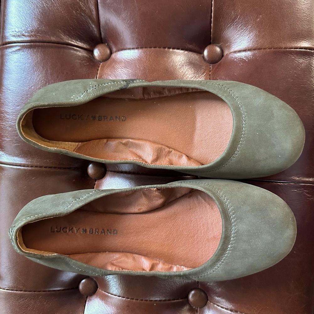 Lucky brand ballet flats,olive green